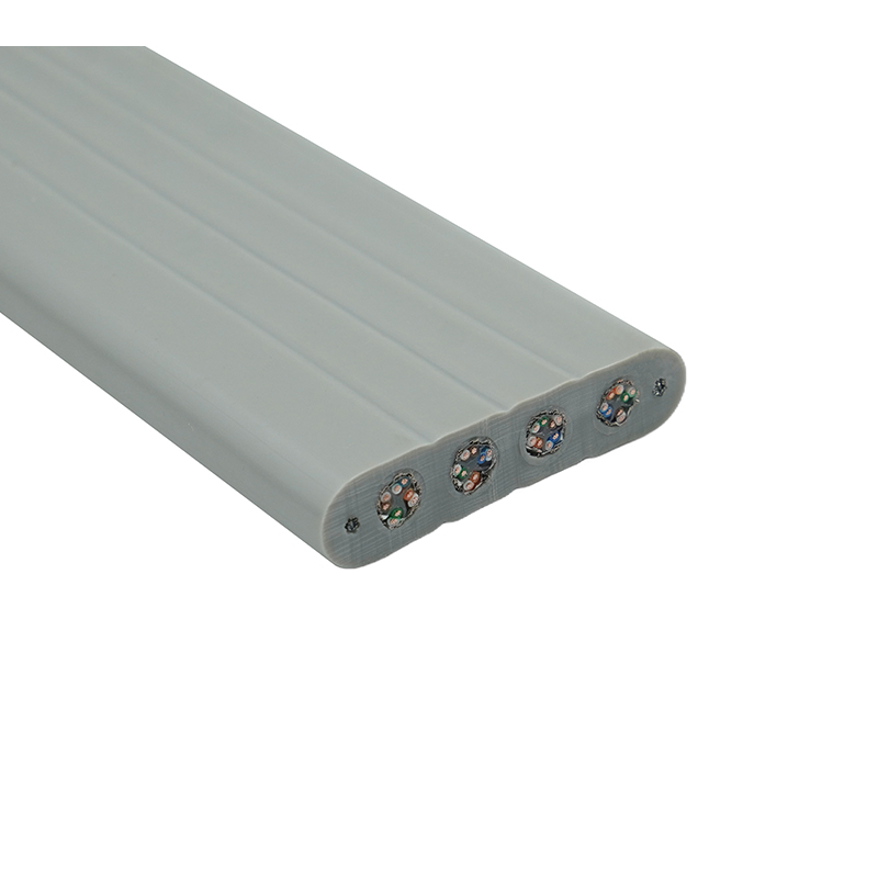 كابل مسطح للمصعد مزود بسلك فولاذي و4 كابلات توصيل Cat6