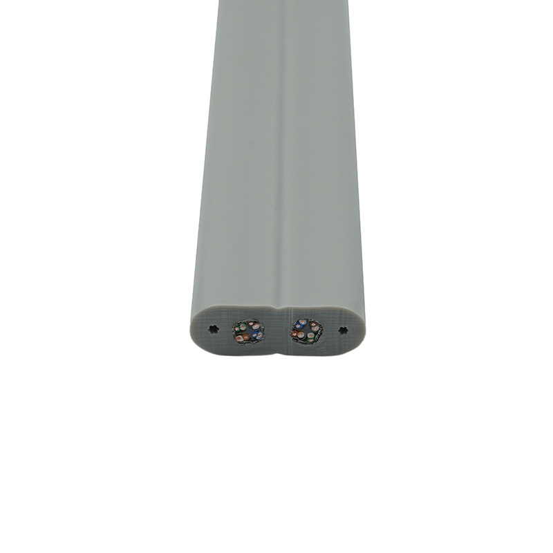 كابل مسطح للمصعد مزود بسلك فولاذي وكابلين من نوع Cat6