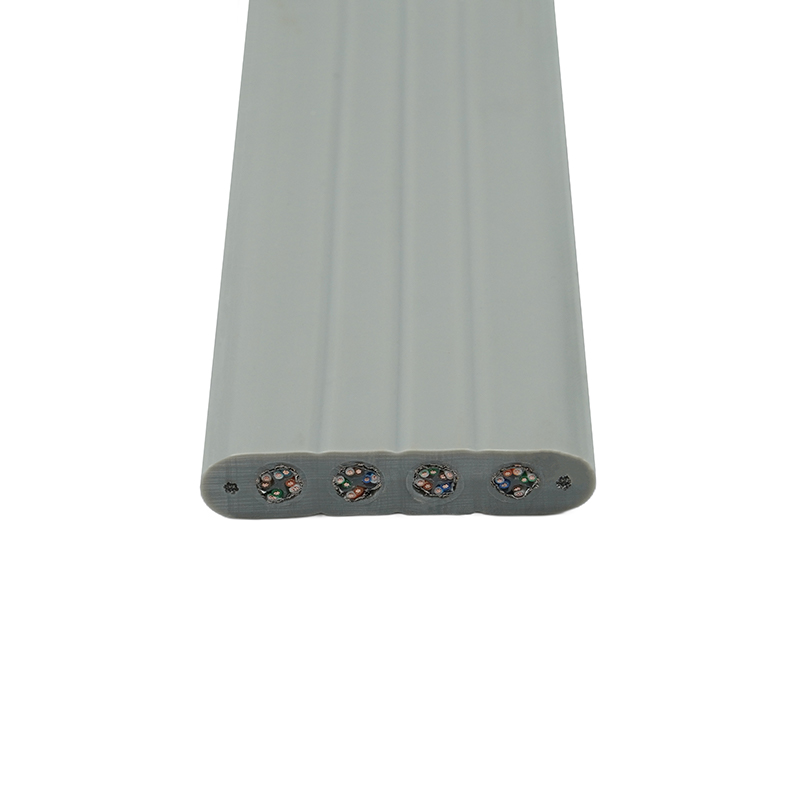 كابل مسطح للمصعد مزود بسلك فولاذي و4 كابلات توصيل Cat6