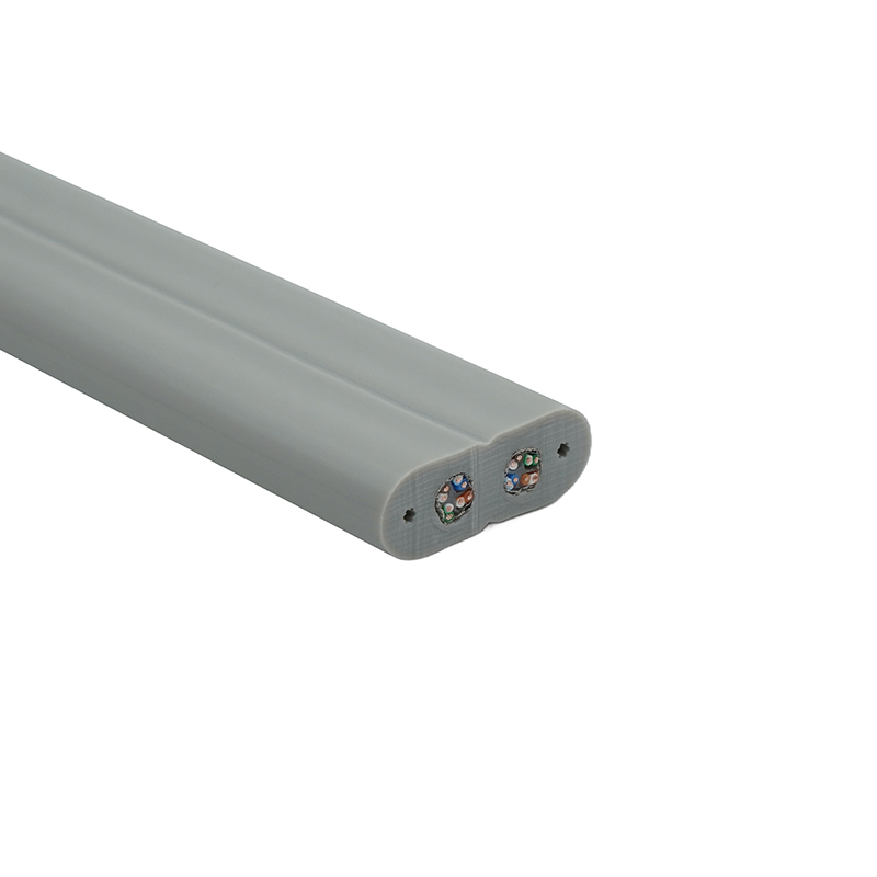 كابل مسطح للمصعد مزود بسلك فولاذي وكابلين من نوع Cat6