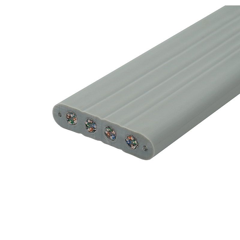 كابل مسطح للمصعد مزود بسلك فولاذي و4 كابلات توصيل Cat6