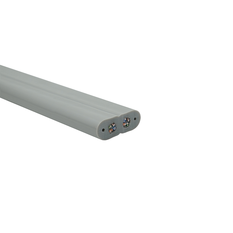 كابل مسطح للمصعد مزود بسلك فولاذي وكابلين من نوع Cat6