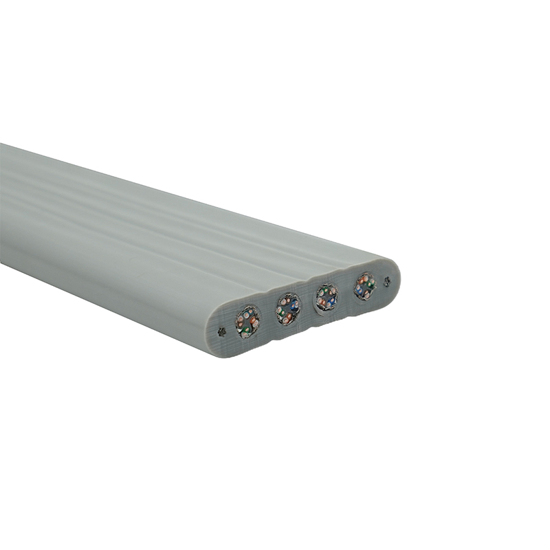 كابل مسطح للمصعد مزود بسلك فولاذي و4 كابلات توصيل Cat6